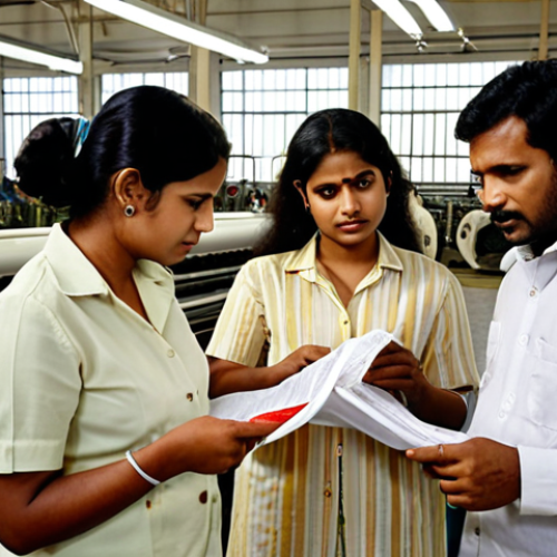 Home 11 **
A group of confident textile engineers in a modern textile mill, inspecting machinery and fabric. Some are holding certificates. The image should convey professionalism and the opportunities available with a textile engineering certificate in the industry. Bengali script and signage are subtly visible in the background. Focus on bright, modern lighting.
**