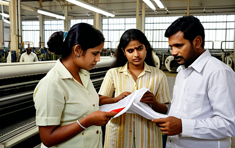 **
A group of confident textile engineers in a modern textile mill, inspecting machinery and fabric. Some are holding certificates. The image should convey professionalism and the opportunities available with a textile engineering certificate in the industry. Bengali script and signage are subtly visible in the background. Focus on bright, modern lighting.
**
