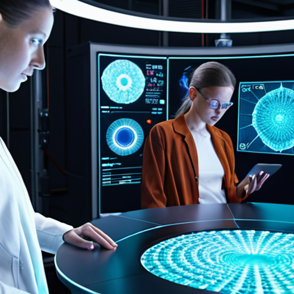 "A futuristic textile research lab. Diverse engineers interact with glowing smart fabrics, holographic displays showing complex material structures, and automated, eco-friendly textile machinery. Emphasize wearable technology, sustainable fibers, and AI integration. Vibrant colors, high detail, sci-fi aesthetic, innovation, circular economy."