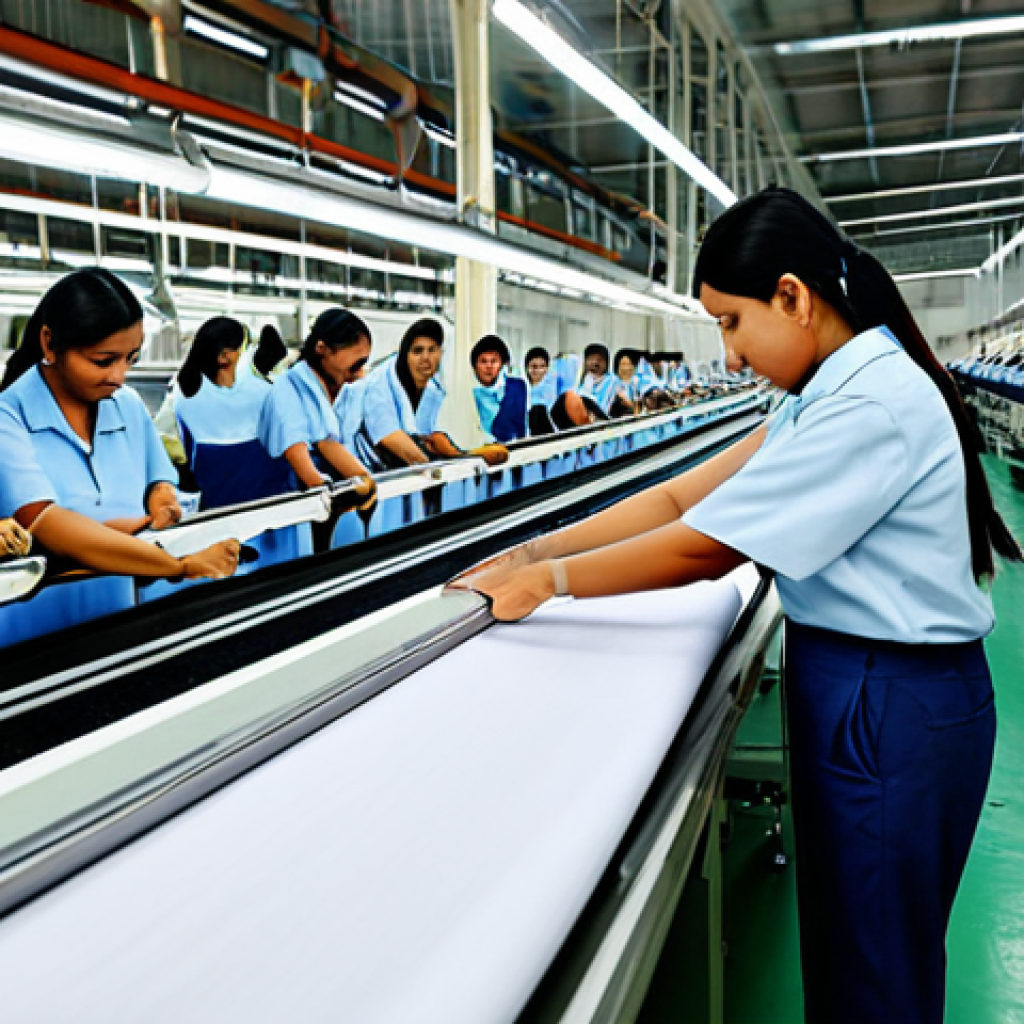 Production Management in a Garment Factory**

"A professional production manager, fully clothed in appropriate attire, inspecting a garment production line in a busy textile factory, safe for work, appropriate content, perfect anatomy, natural proportions, professional, well-formed hands, proper finger count, modern factory setting, quality control, family-friendly."

**