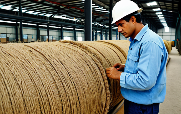 **

A professional jute mill worker, fully clothed in appropriate attire, inspecting high-quality jute fibers in a modern factory setting, safe for work, perfect anatomy, natural proportions, professional environment, high quality.

**