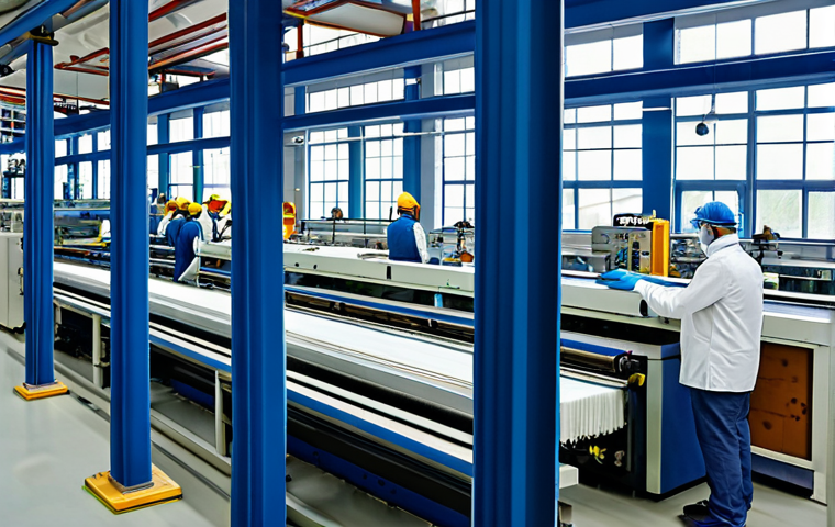 섬유기사 실기시험의 중요성 - "A textiles engineer in a fully clothed lab coat, working with textile machinery in a laboratory, ap...