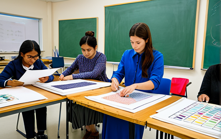 섬유기사와 실기시험 대비 성공 사례 - "A bright and modern textile engineering lab at Fiber Gigatech Institute, fully clothed students wor...