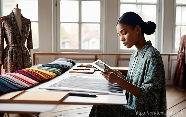 섬유기사 취업 성공담 - **Prompt:** A vibrant and dynamic depiction of a modern, automated textile factory floor. High-resol...