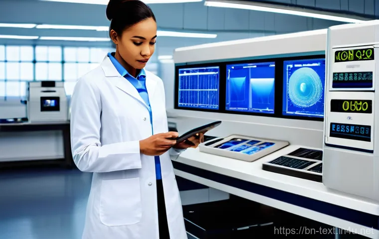 섬유기사 자격증과 관련 법률 - A highly skilled and focused textile engineer, of diverse ethnicity, stands confidently in a state-o...