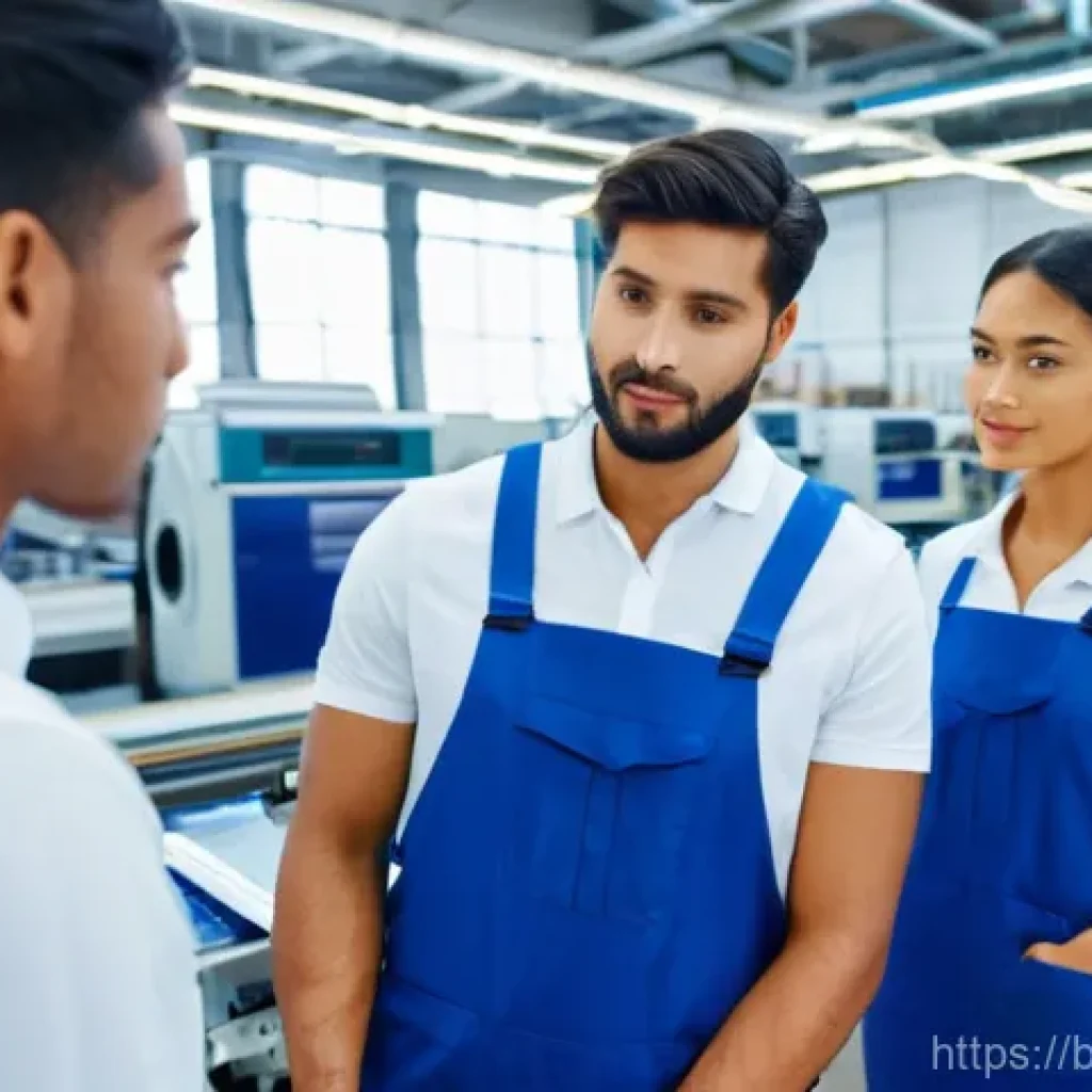 섬유기사 자격증으로 취업 사례 - **Prompt:** A diverse group of young, successful textile engineers (men and women, 28-35 years old) ...