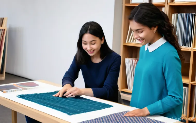 섬유기사와 필기시험 준비 사례 - "Innovating in a Modern Textile Lab"**
A young adult textile engineering student, wearing a clean la...