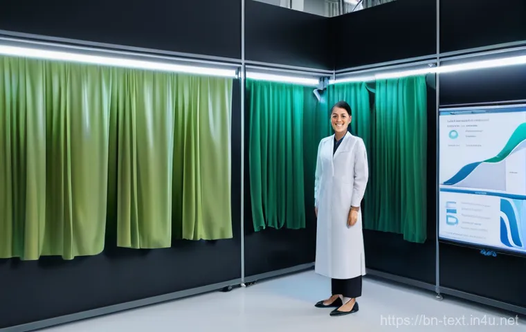 섬유기사 실기시험 합격률 - **Prompt:** A diverse group of young male and female textile engineering students, all wearing clean...