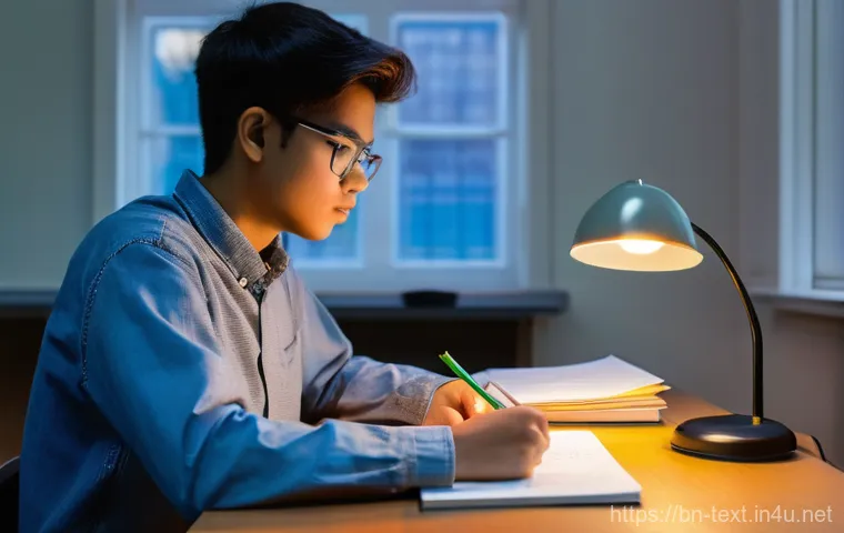 섬유기사 시험 준비 성공 전략 - **Prompt 1: Focused Study and Syllabus Analysis**
"A young, determined student, of ambiguous gen...