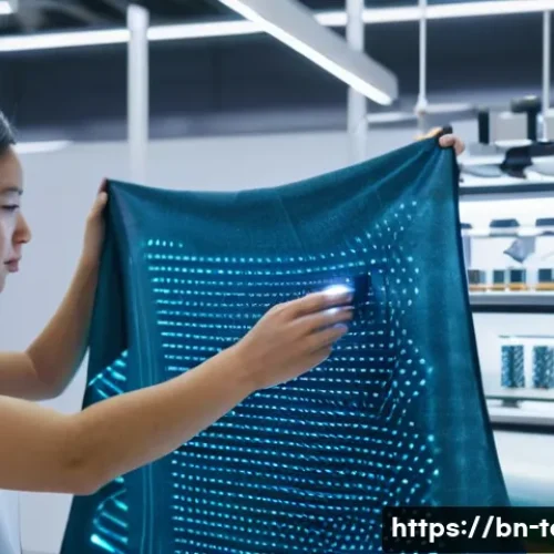 Home 27 섬유기사와 관련 직무의 특성 - **Prompt 1: Innovative Smart Textiles in a Futuristic Lab**
"A bright, ultra-modern textile rese...