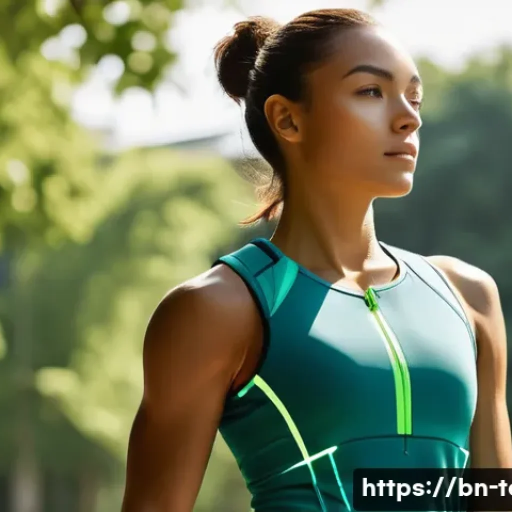 섬유기사와 시험 후기 - **Prompt 1: Smart Performance Wear**
"A male or female athlete, in their late 20s, in a dynamic ...